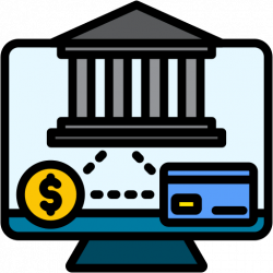 illustration with desktop computer with banking services