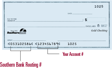 Southern Bank Check