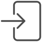 Arrow entering a rounded square, indicating a send/export action (share-style icon)