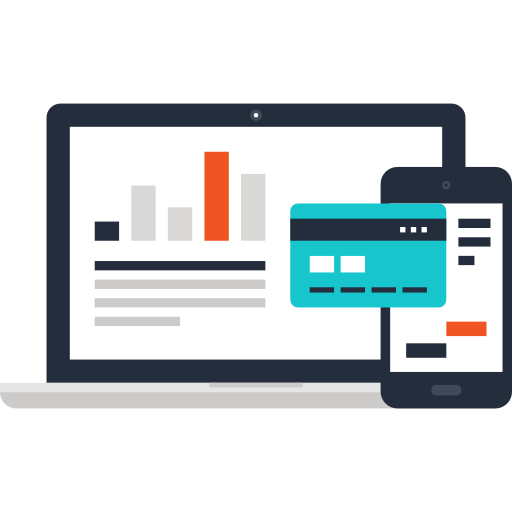 illustration of laptop with banking apps