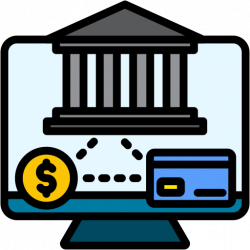 illustration with desktop computer with banking services