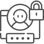 User avatar inside a circle with a lock and password field, symbolizing secure account login or protected access.